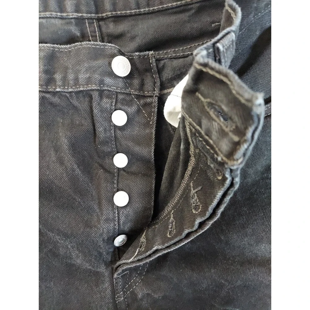Levis 501 Jeans Mens 36x30 Black Button Fly Straight Classic Denim Tag 38x30‎
